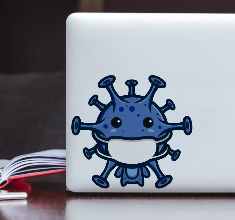 Cute virus with masks laptop skins - TenStickers