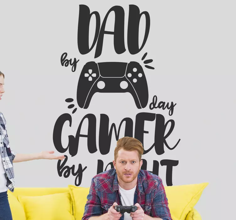 Dad gamer by night window decal - TenStickers