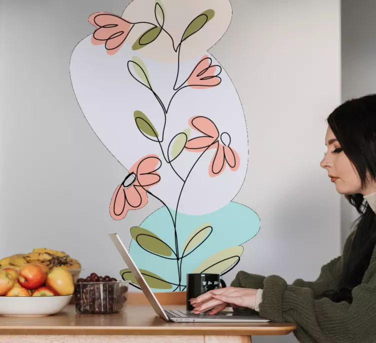 Daisy flowers and roses minimalist design decal - TenStickers