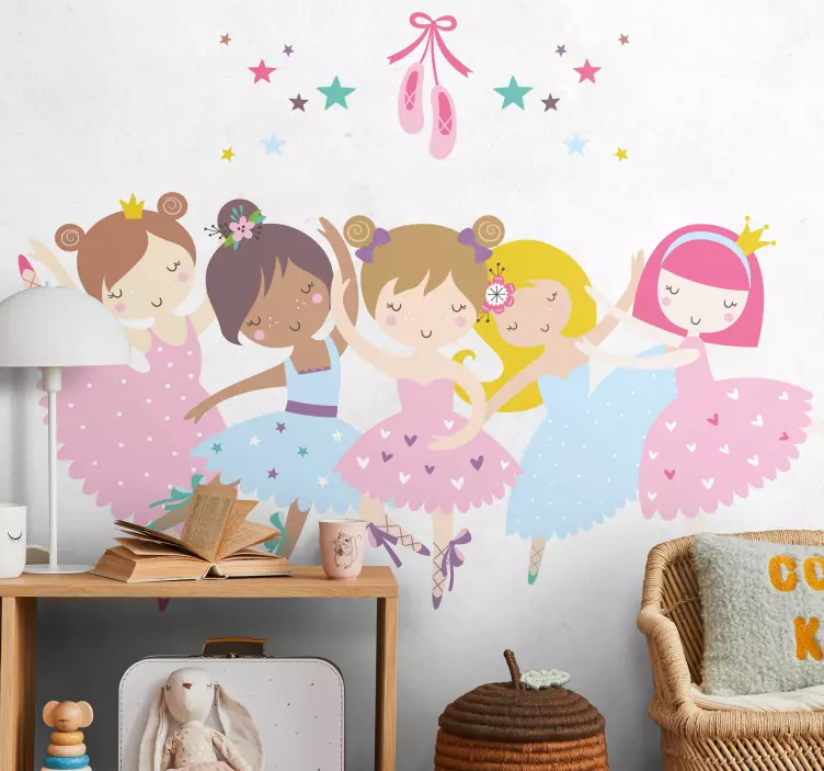 Dancing Ballerina Characters kid's sticker - TenStickers