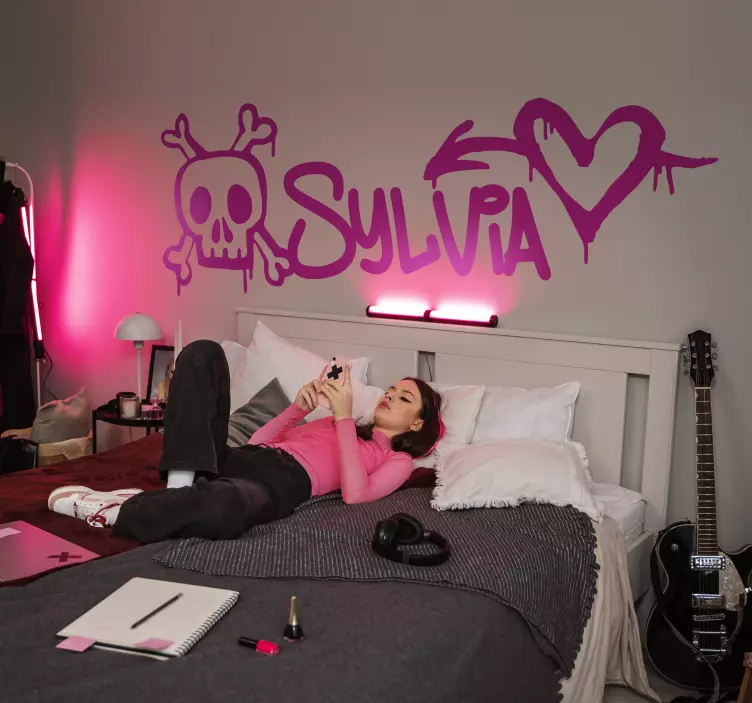 death and love graffiti urban wall decal - TenStickers