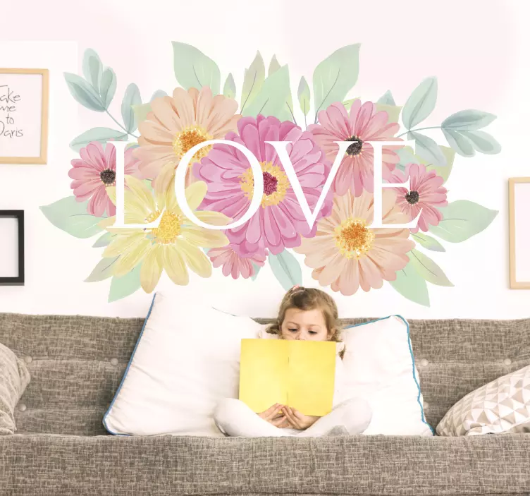 Decorative spring flower love sticker - TenStickers