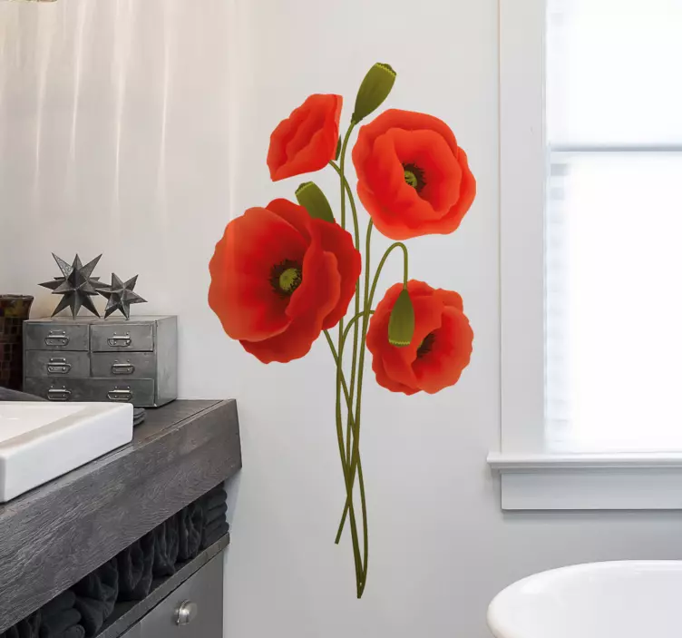 Delicate-poppy-seed flower  wall sticker - TenStickers