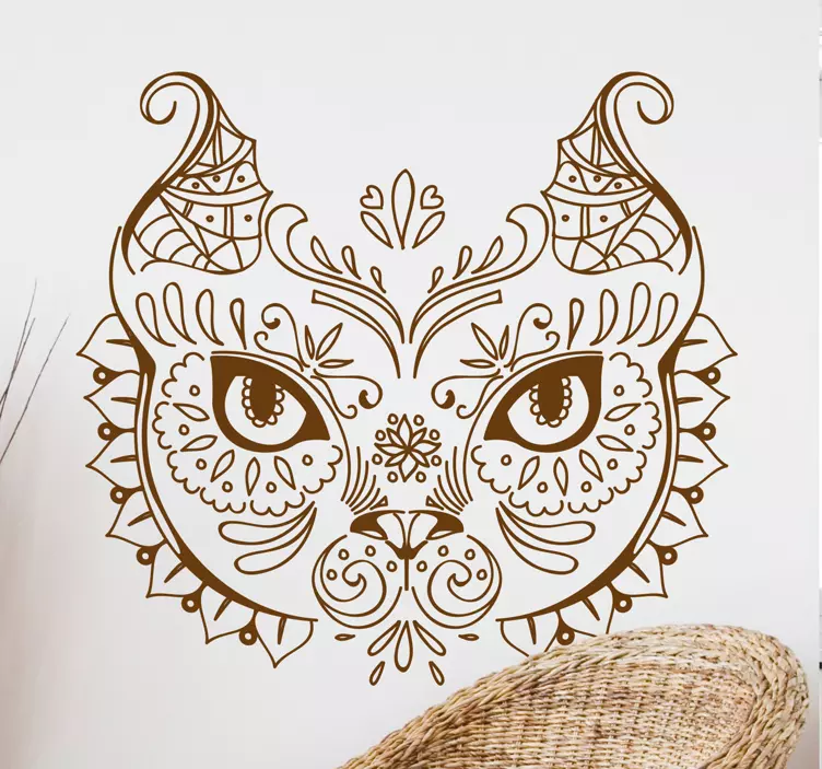 Detailed Feline Face cat sticker - TenStickers
