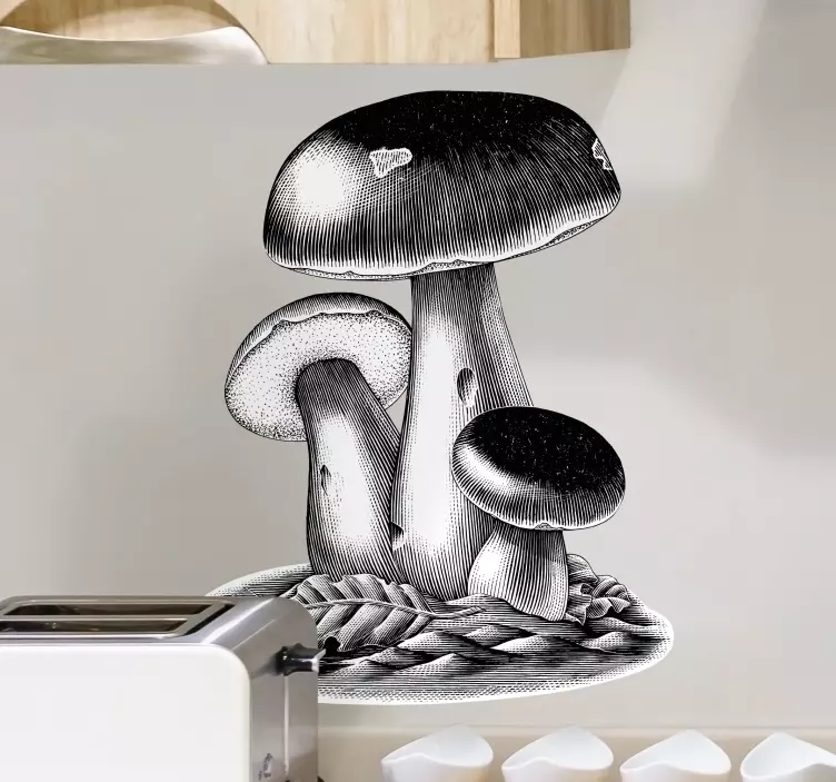 Detailed Mushroom Illustration plant sticker - TenStickers