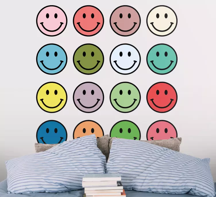 Different colors '90s smileys wall sticker - TenStickers