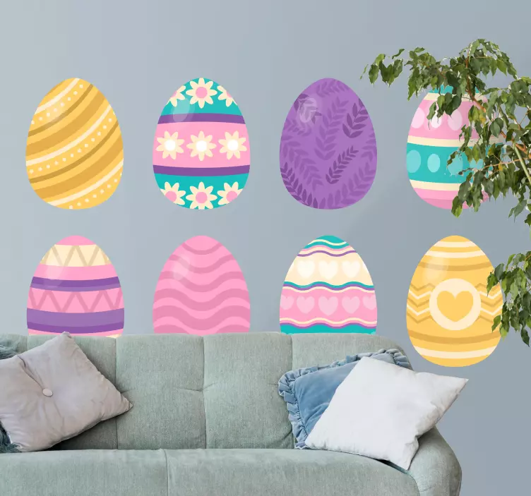 Different easter eggs wall sticker - TenStickers