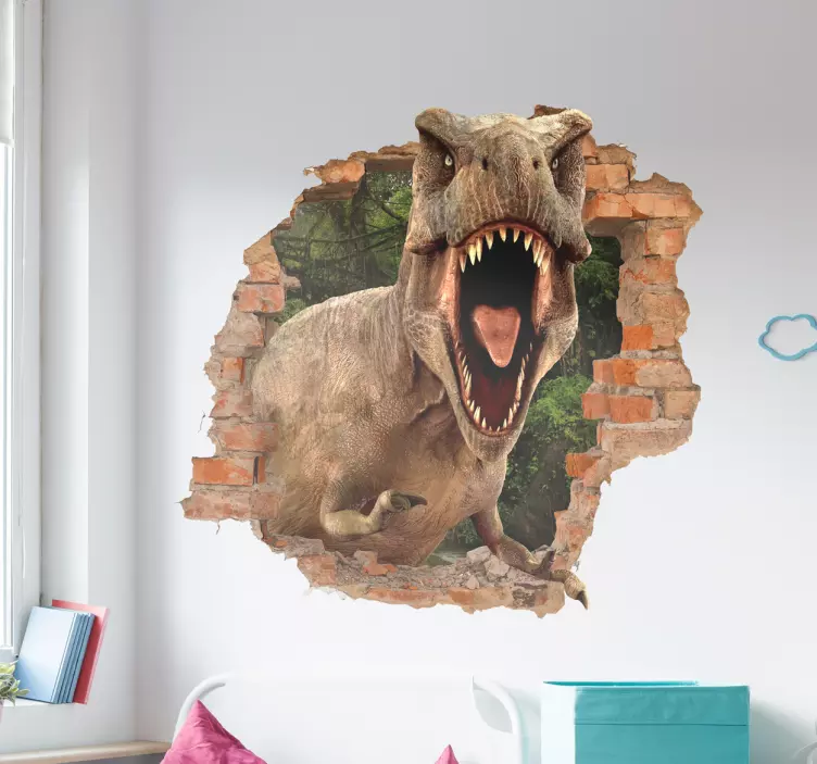 Dinosaur trompe l'oeil  wall sticker - TenStickers