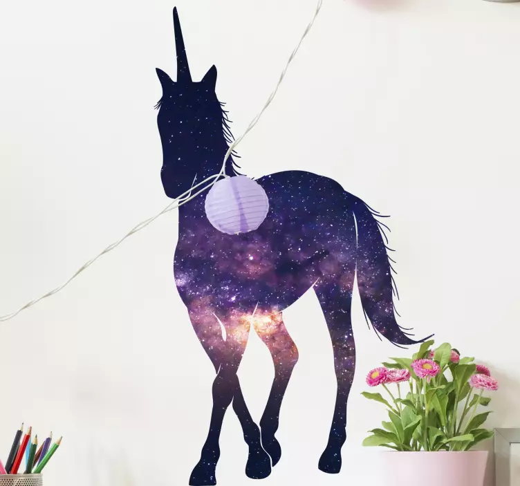 Dinosaur wall sticker galactic unicorn silhouette - TenStickers