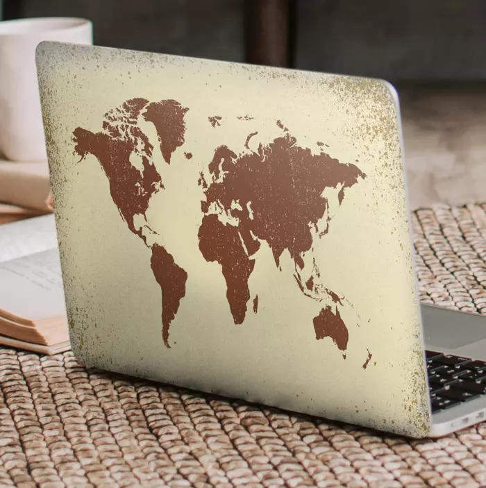 Dirty old worldmap laptop skin decal - TenStickers