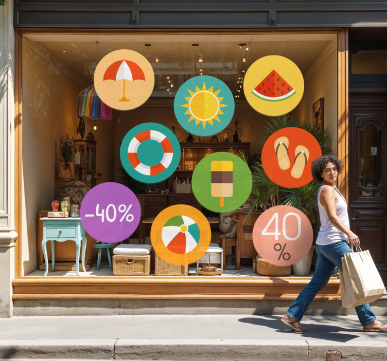 Colorful summer discounts sales sticker - TenStickers