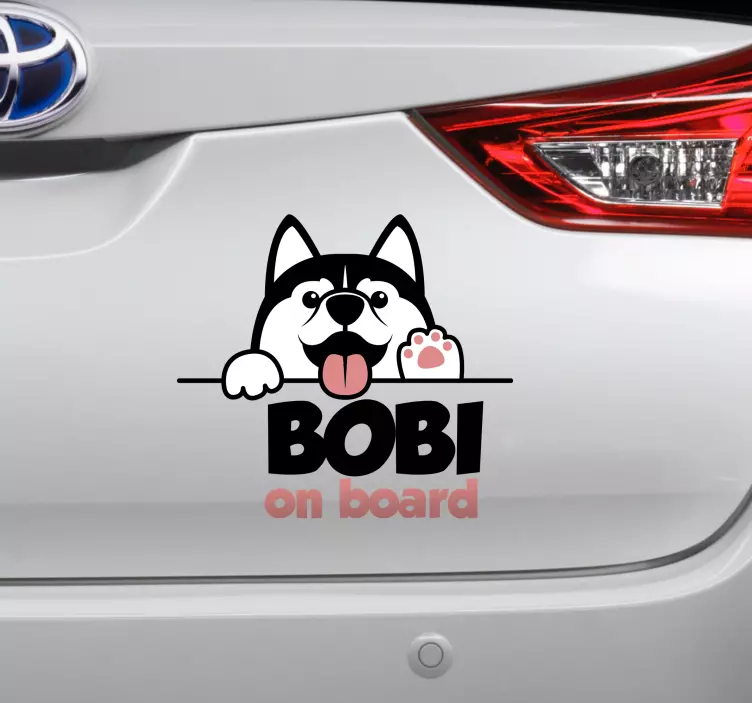 Dog with custom name baby on board sticker - TenStickers