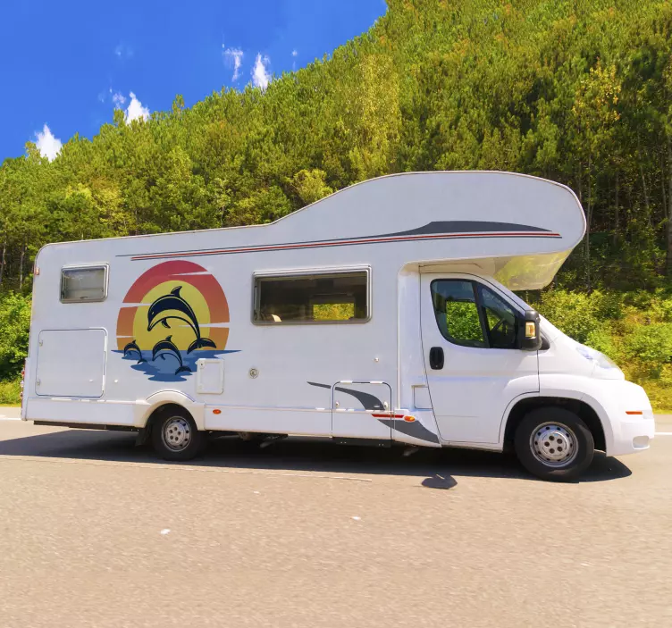 Dolphins at sunset campervan sticker - TenStickers