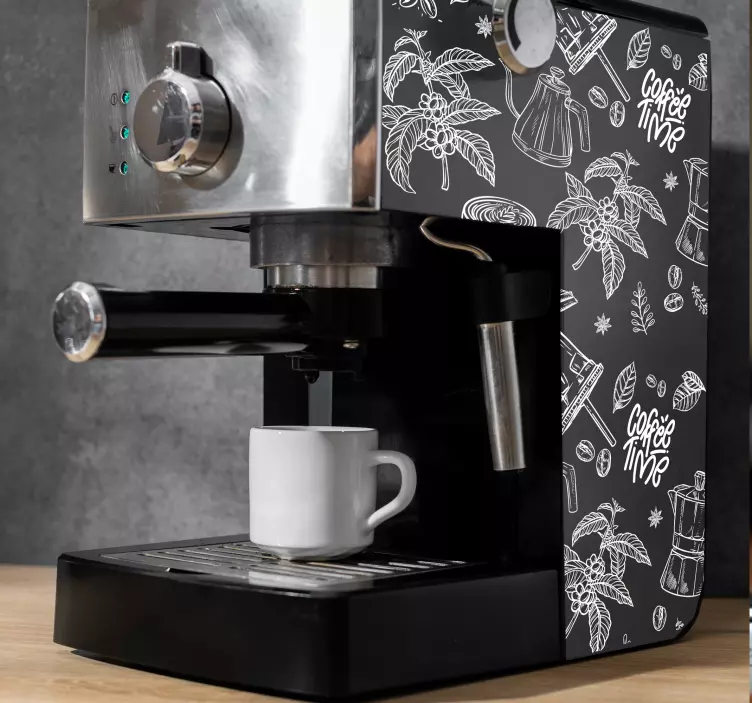 Drawn coffee elements appliance stickers - TenStickers