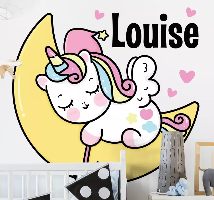 Dreaming unicorn with name  Personalised Sticker - TenStickers