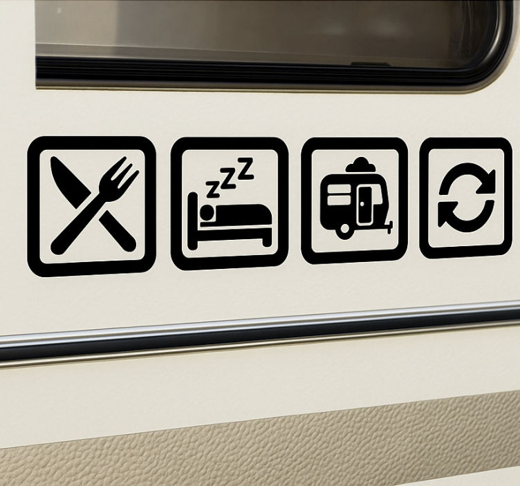 Eat sleep caravan repeat  campervan decal - TenStickers
