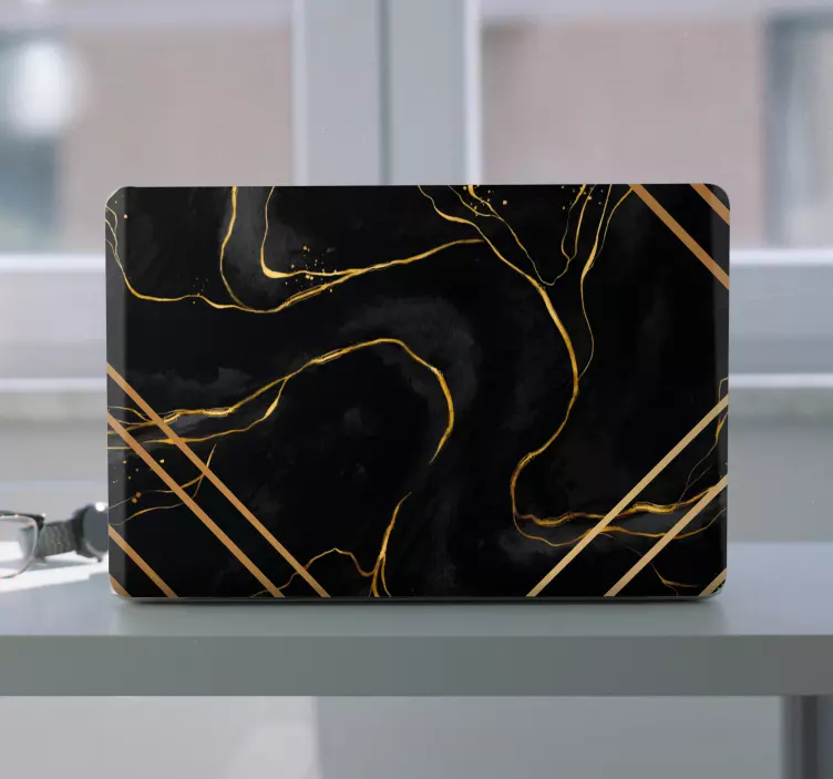 Elegant Gold Swirls laptop skin - TenStickers