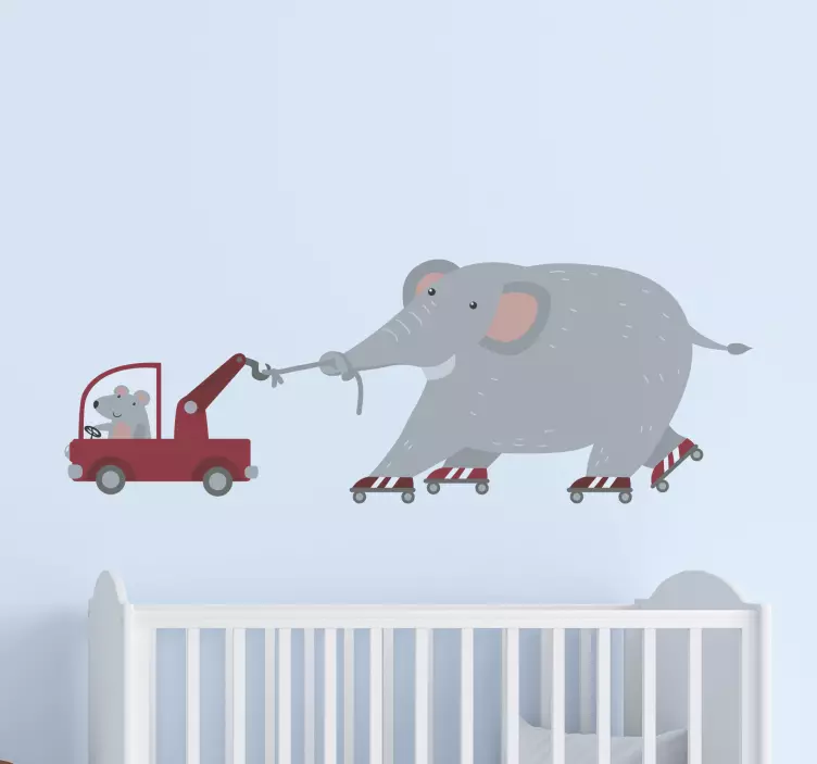 Elephant and Mouse kid's sticker - TenStickers