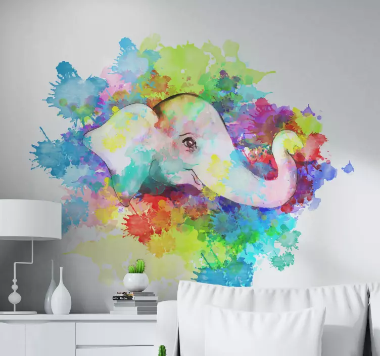 Elephant splash wild animal decal - TenStickers