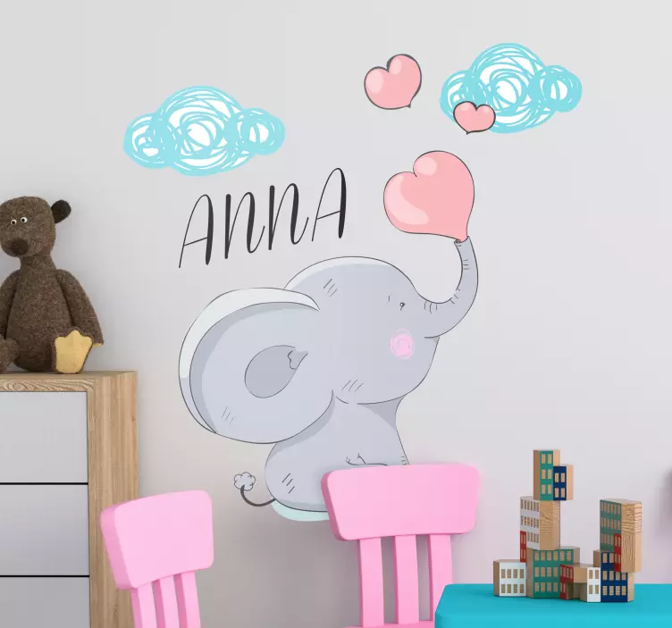 Elephant with name Translations wall decal - TenStickers