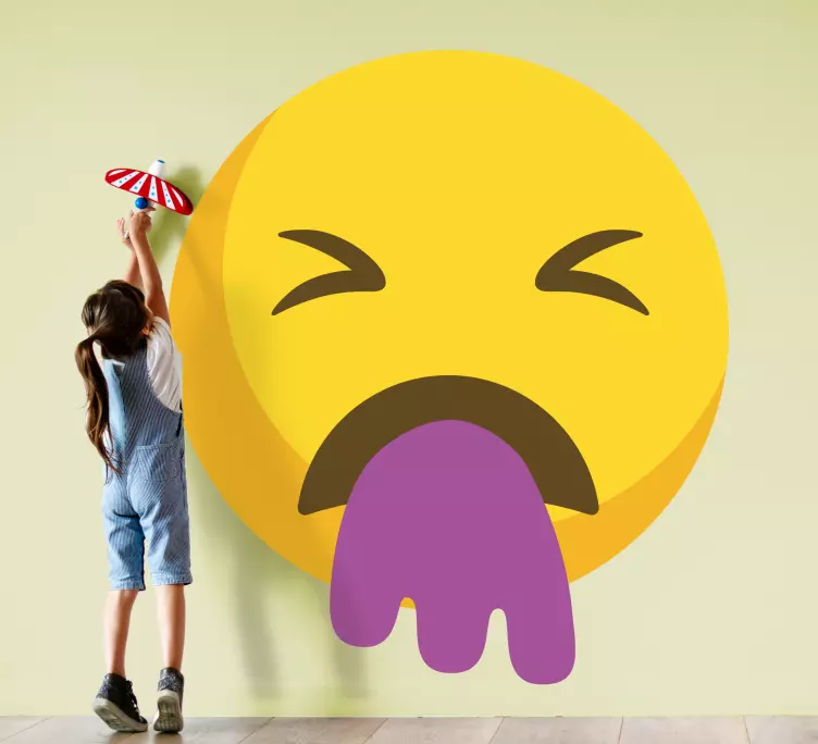 Emoji who vomits purple wall sticker - TenStickers
