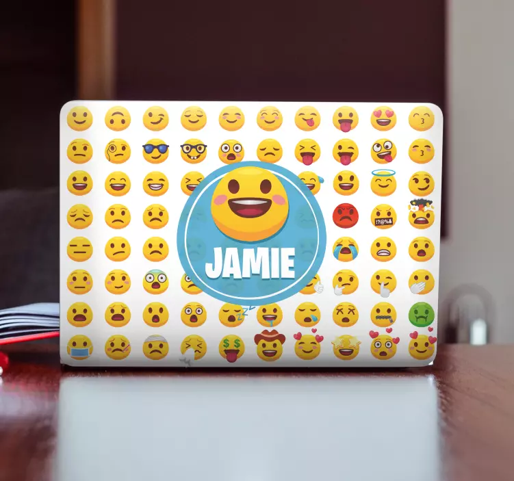 Emojis with name laptop skins - TenStickers