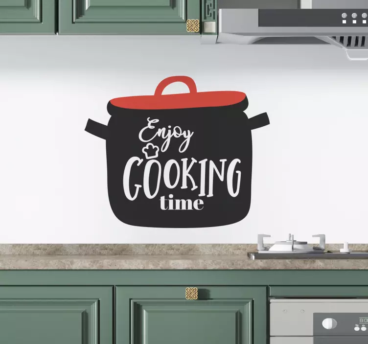 Enjoy Cooking time home text wall sticker - TenStickers