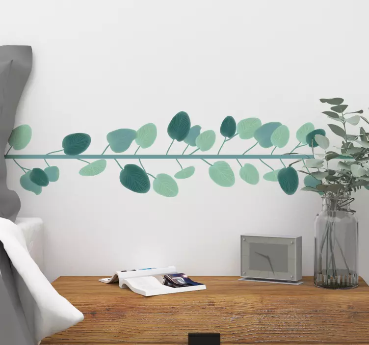 Eucalyptus leaves border wall sticker - TenStickers