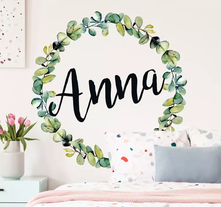 eucalyptus with name door sticker - TenStickers