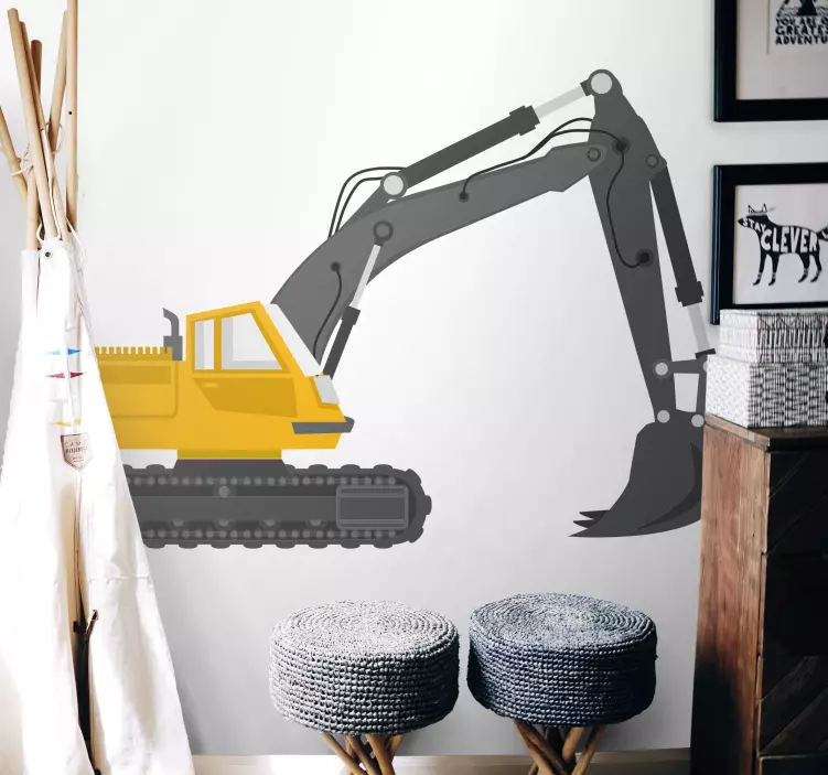 Excavator heavy machinery sticker illustration - TenStickers