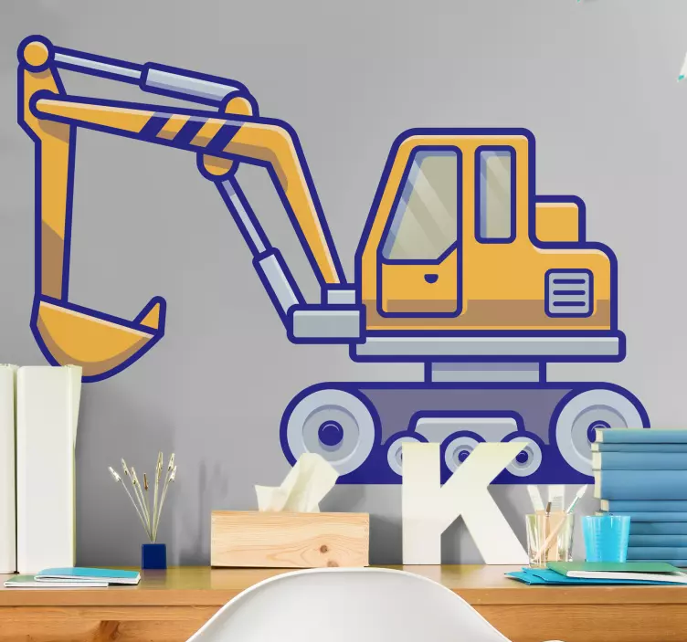 Excavator simple bulldozer toy sticker - TenStickers