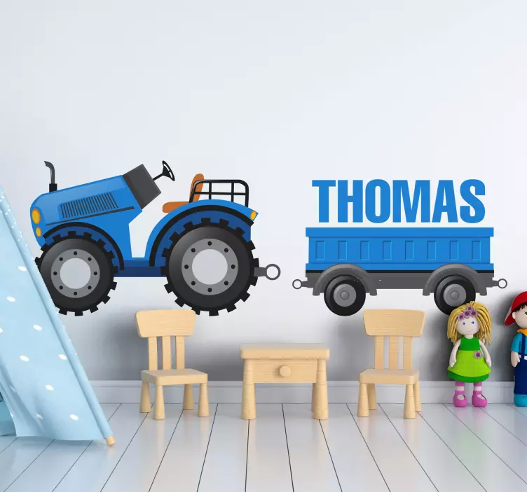 Farm animal sticker blue tractor truck - TenStickers