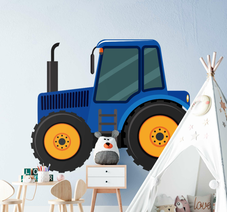 Farm animal sticker colorful farm tractor - TenStickers