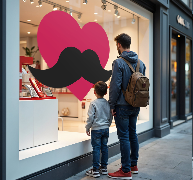 father's day heart shop window sticker - TenStickers