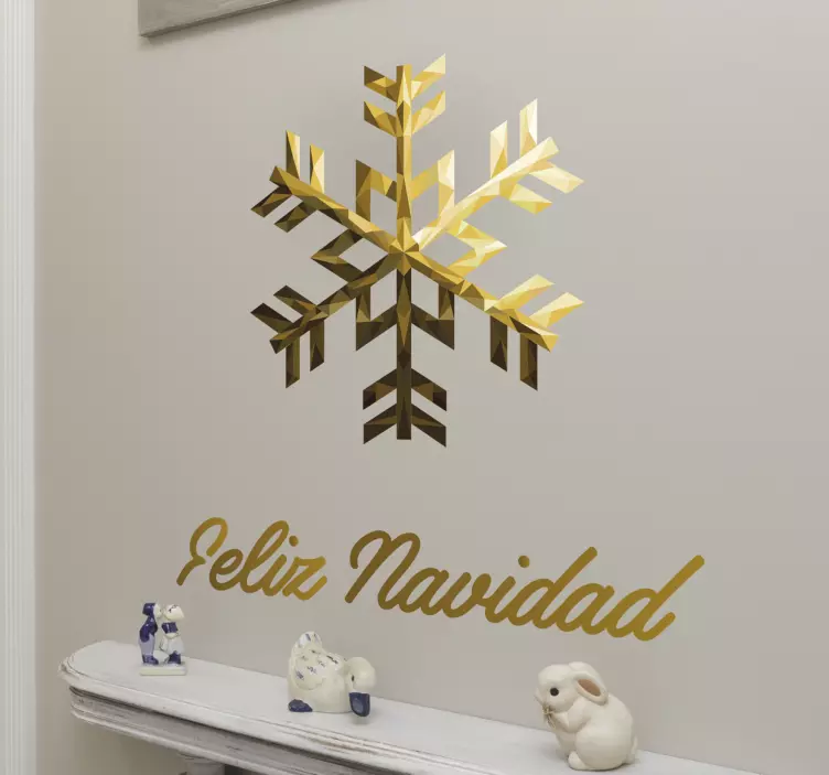 Feliz navidad snowflake christmas sticker - TenStickers