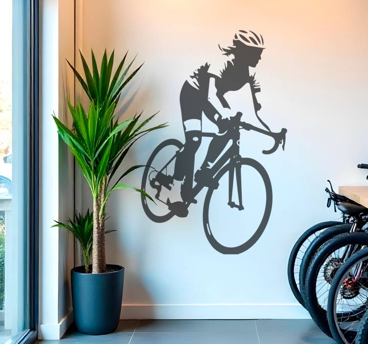 Female cyclist cycling sticker - TenStickers