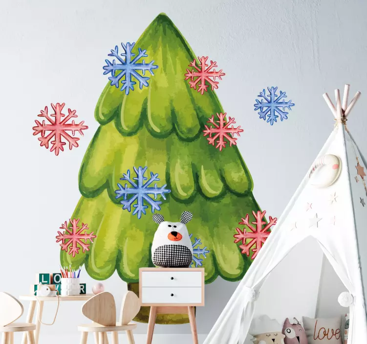 Festive Green Tree holiday sticker - TenStickers