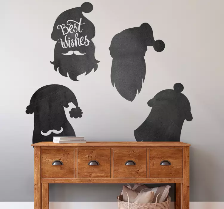 Festive Santa Silhouettes chalkboard sticker - TenStickers