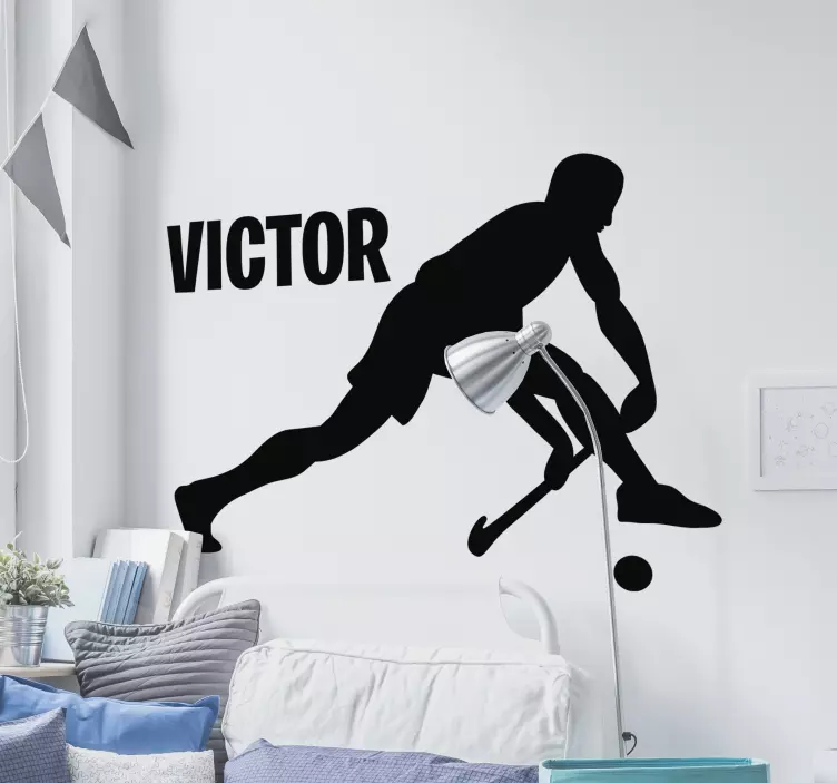 Field hockey player named wall decal - TenStickers