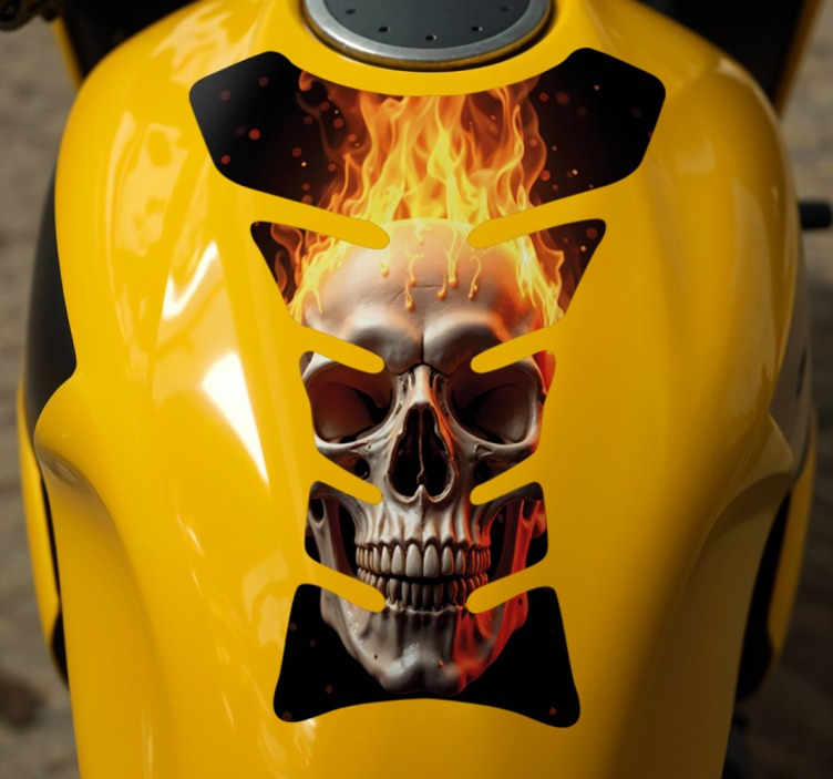 Flaming Skull motorcycle sticker - TenStickers