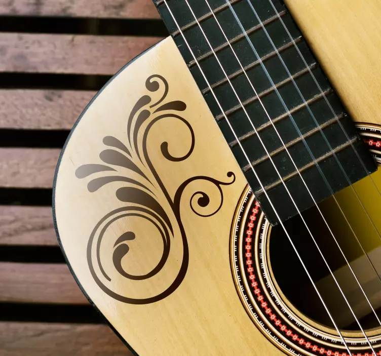 Floral Detail Guitar Sticker - TenStickers
