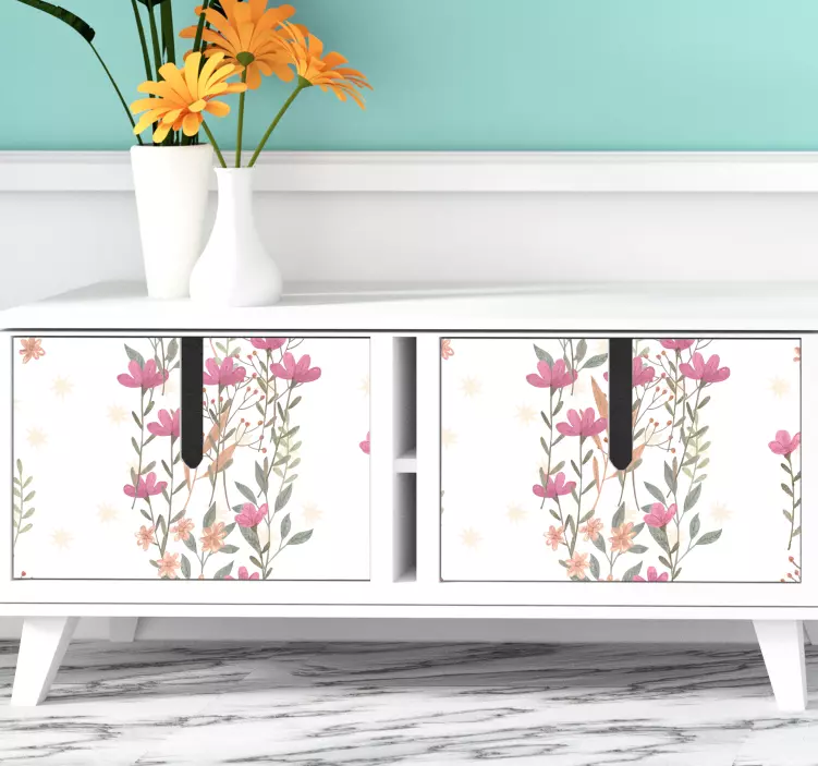 Floral element composition furniture sticker - TenStickers