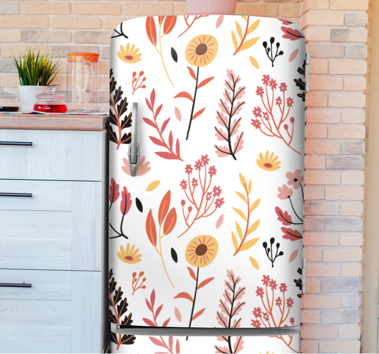 Floral minimalistic pattern fridge sticker - TenStickers