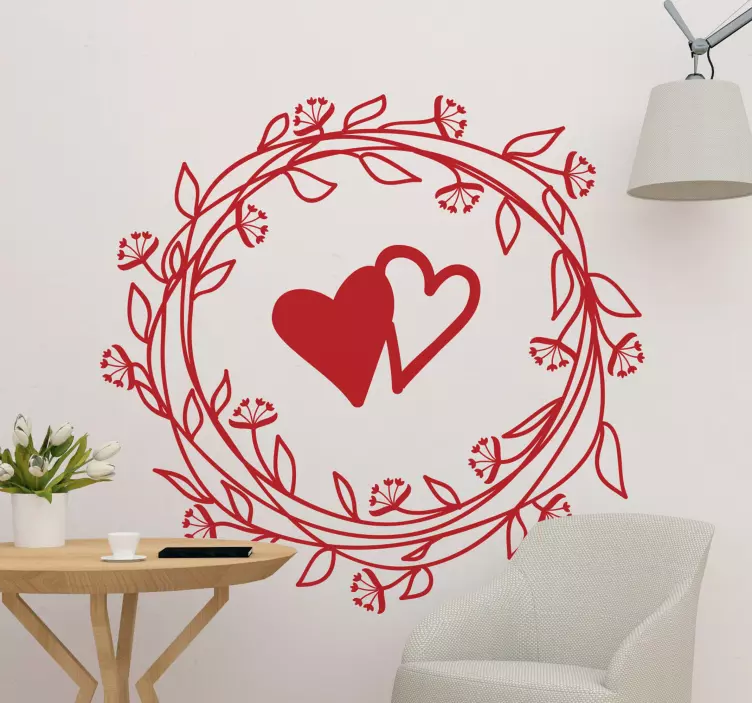 Floral Leaf heart plant wall sticker - TenStickers