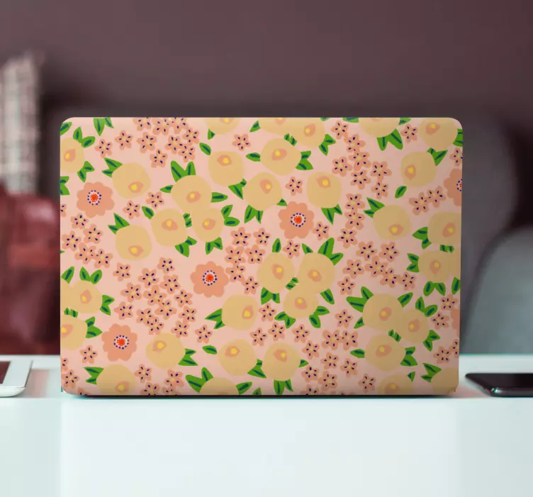 Floral Motif Joy laptop skin - TenStickers