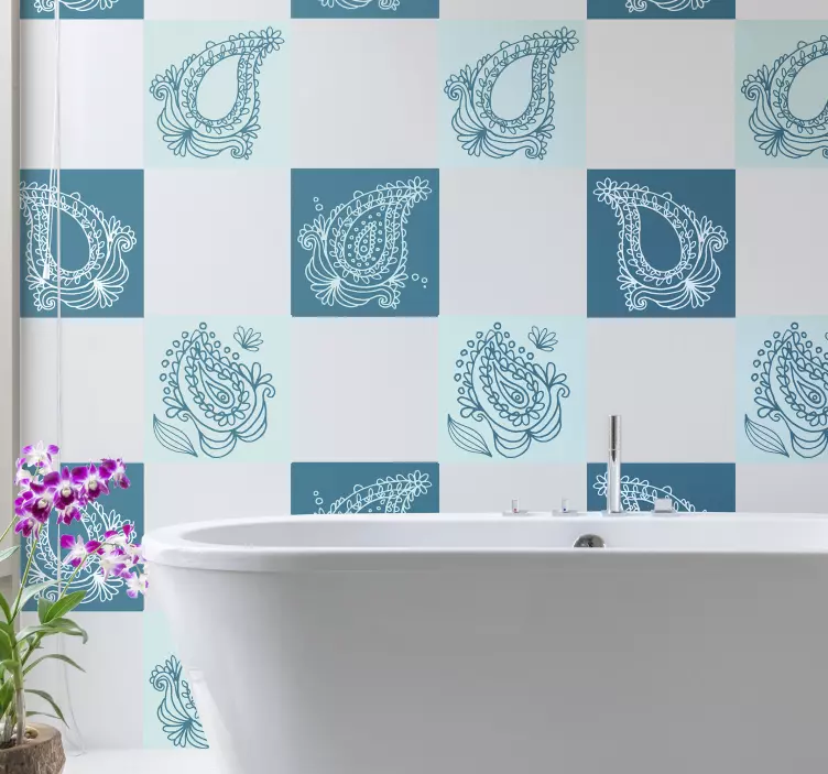 Floral paisley tile sticker - TenStickers