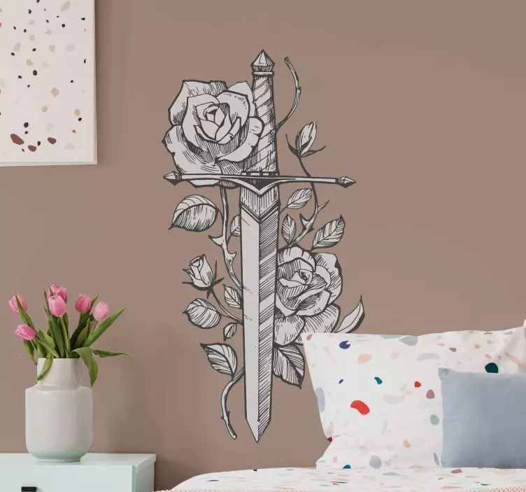 Floral sword flower wall sticker - TenStickers