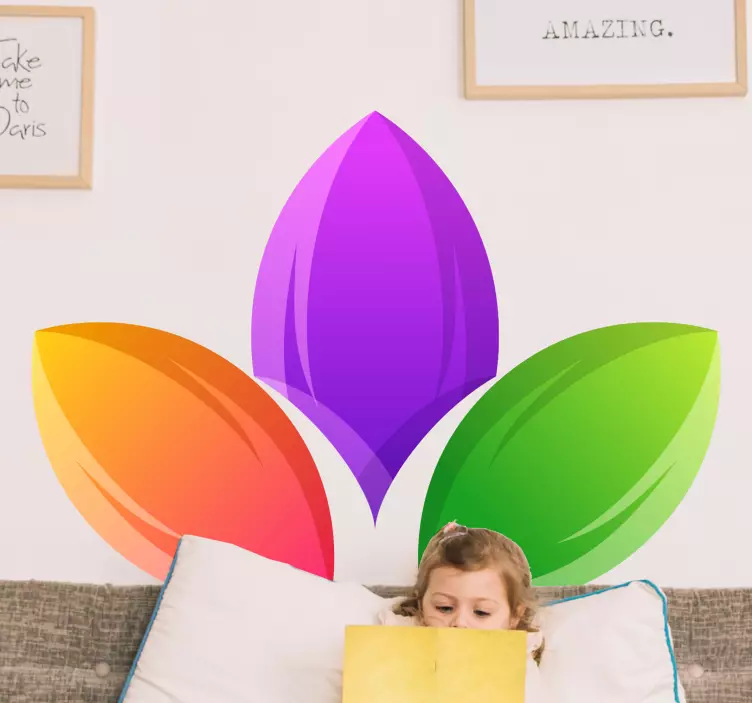 Floral wall sticker with colorful leaf shapes - TenStickers