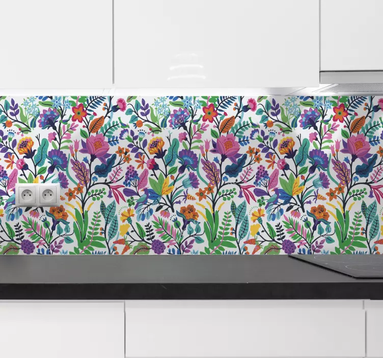 Colorful flower pattern wall sticker - TenStickers