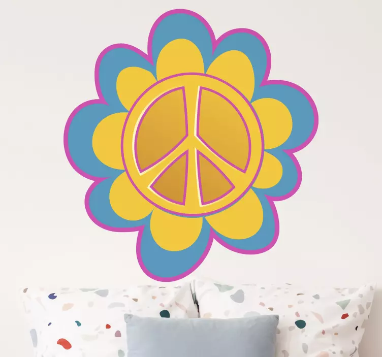 Flower peace sign flower wall sticker - TenStickers